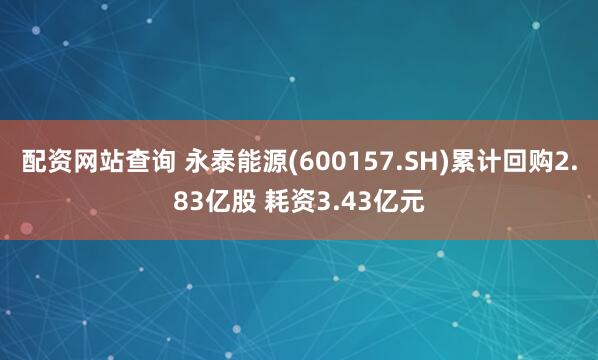 配资网站查询 永泰能源(600157.SH)累计回购2.83亿股 耗资3.43亿元