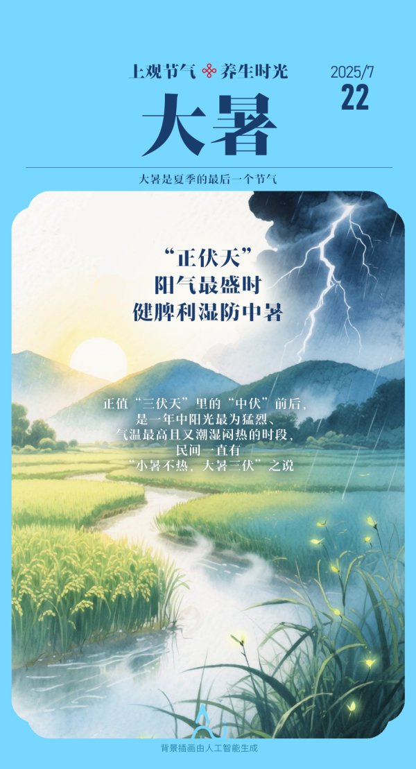 股票配资在线论坛 【上观节气·养生时光】大暑养生观：“正伏天”阳气最盛时，健脾利湿防中暑